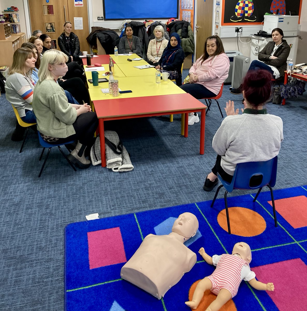 LboroFairfield's tweet photo. It may be half-term and the children not in School, but our dedicated staff have come in during the half-term break for their Paediatric First Aid training!! #dedication #PediatricFirstAid #LboroFairfield #SuperStars https://t.co/xFj0k9lrwE
