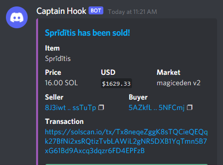 🔥🔥 Lielākais darījums 300 latviešu vēsturē!
Sprīditis šodien pārdevies par 16 SOL, jeb 1629$