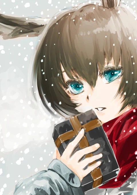 バレンタイン見習い配達員アーミヤさん、絵柄が昔風だねと妻に言われてショックだったので今っぽさを意識して髪の質感を変えてみました。こっちの方がいいのかなぁ。 #アークナイツ