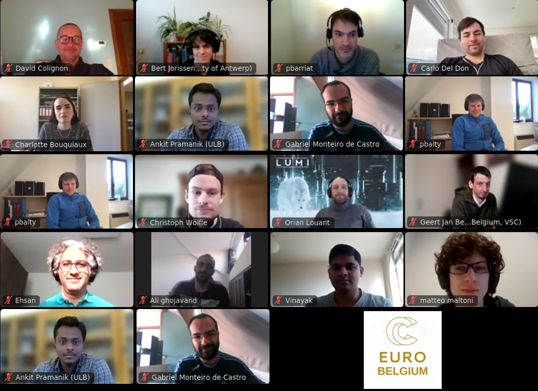 EuroCC_Belgium's tweet photo. Our @PRACE_RI workshop 🎓, "managing #workflow on #HPC clusters", is currently taking place! Big thanks to @ceci_hpc @VSC_HPC and to all participants 👇! https://t.co/mszGuJ0t57