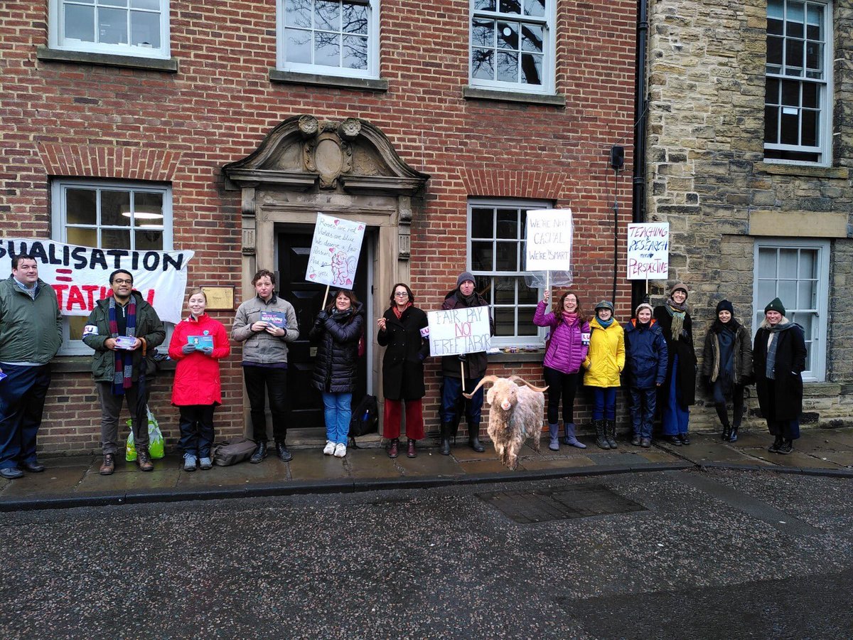 HFoxhallForbes's tweet photo. On the picket line this morning outside History - with surprise appearance from Colin the goat https://t.co/UwEgsXjxWF