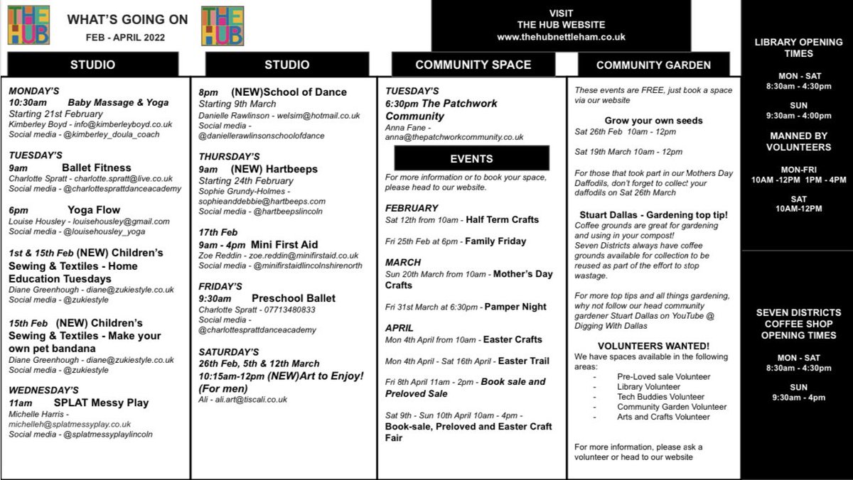 THEHUBNettleham's tweet photo. Check out our What’s On Guide for everything going on at THE HUB for February - April
#nettleham #Lincolnshire #Lincoln #community #communityhub #events https://t.co/jKhooC4AxL