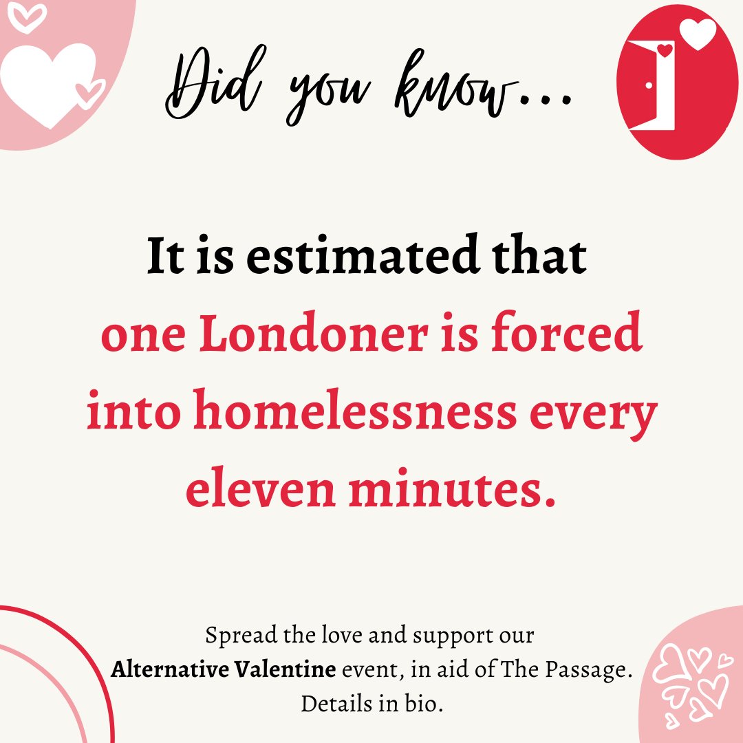 Just let that sink in. And then follow the #linkinbio👆 for info about what <a href="/PassageCharity/">The Passage Charity</a> is doing to support those in need, and how you can get involved through our #AlternativeValentine event this Wed 16 Feb.

Spread the word, and the love ❤️

 #homelessness #RETWEEET