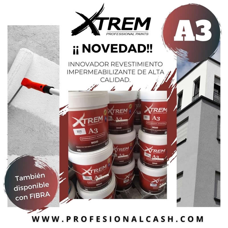 CashProfesional's tweet photo. 📣 ¡¡Novedad!! Ya disponible en nuestras tiendas @CashProfesional nuestro Impermeabilizante propio Xtrem A3 😱

💻https://t.co/U4lneqyumP

#PROFESIONALCASH #Xtreme #A3 #pintura #PROPIA #impermeabilizante #elasticidad #cubiertas #transitable #reparación #fisuras #grietas https://t.co/7EvbTOe9oS