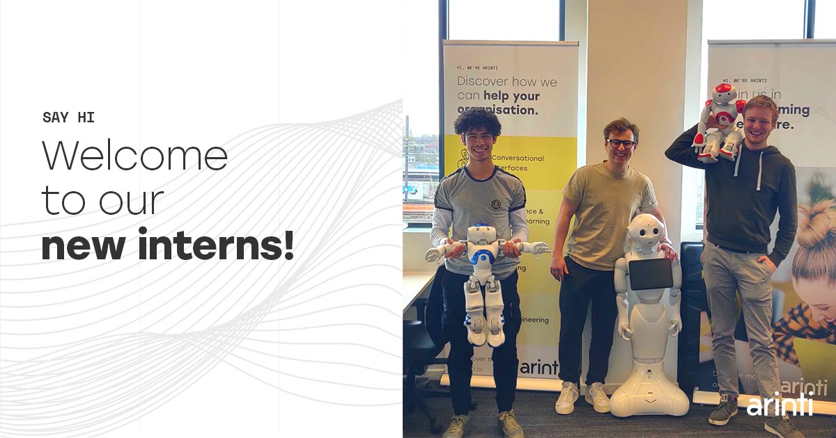 We're happy to welcome our new interns Ayoub and Rik from <a href="/ThomasMoreBE/">Thomas More-hogeschool</a> who will work on the OCR-project and Vito from <a href="/KU_Leuven/">KU Leuven</a>, who will work on his master's thesis on personalization in lung cancer research.

 Interested in an internship at Arinti? 👉 bit.ly/3sIF3Ny