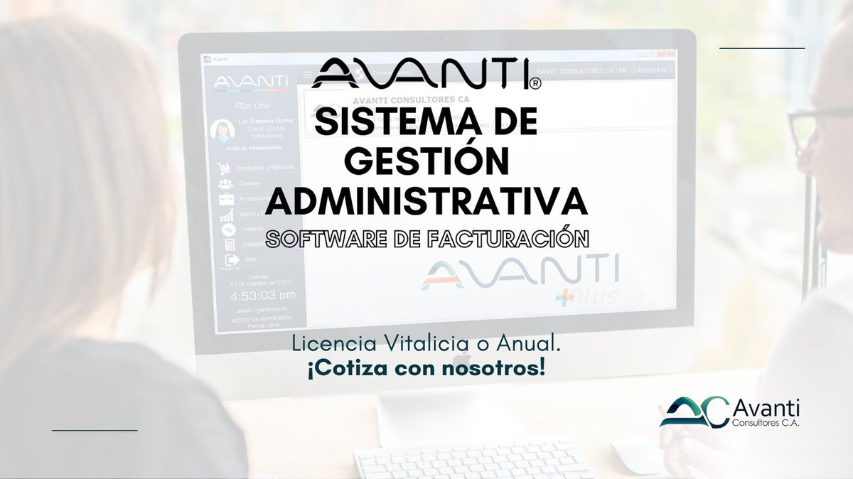 AVANTICONTIGO's tweet photo. Automatiza la gestión de tu negocio y cumple con la normativa legal vigente con nuestro Sistema de Gestión Administrativa AVANTI®, desarrollado en el Táchira con la mejor calidad y excelente servicio.
La licencia puede ser vitalicia o anual, tú escoges.
Contáctanos https://t.co/tZtw64mQbz