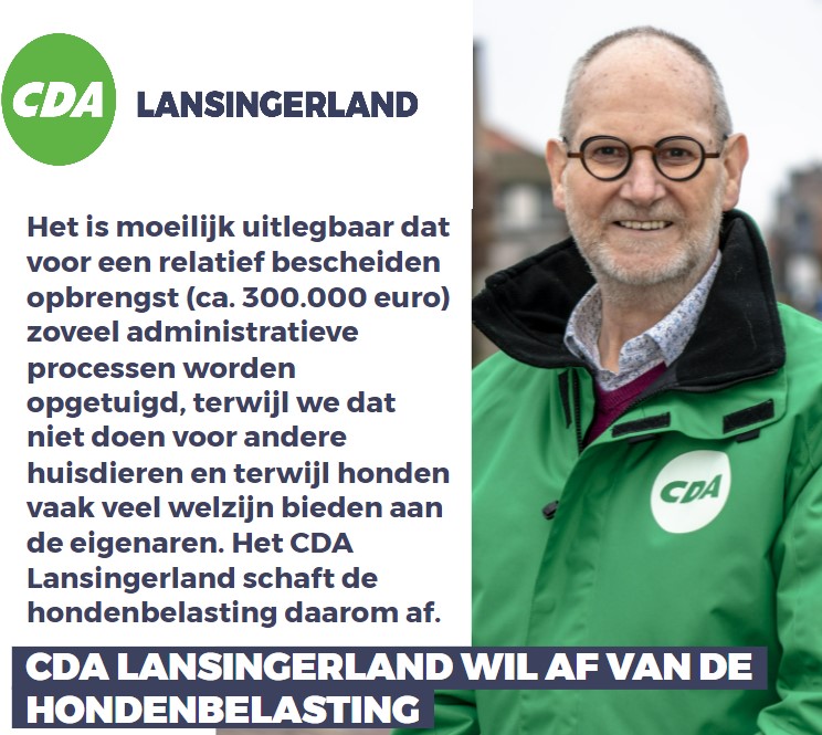 Het CDA Lansingerland wil af van de hondenbelasting binnen Lansingerland. 

Door op ons te stemmen komen wij de komende vier jaar opnieuw in de raad en proberen wij de hondenbelasting af te schaffen.

Stem 14, 15 of 16 maart op het CDA Lansingerland

#lansingerland #CDA #KiesCDA