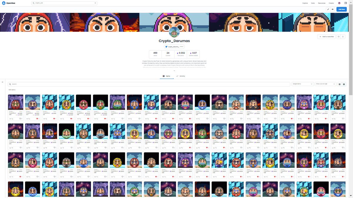 #Crypto_Darumas🚀

9 weeks have passed since the release of our project
We are only at the beginning but we are grateful for the success we are having🙏
We are working hard on some new features that make it a unique experience within our club🔥

#opensea #NFT #NFTCommunity