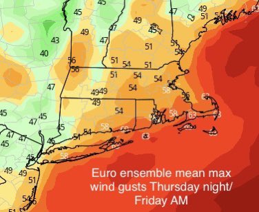 Nice consistency in the models Thursday night into Friday am. Rain and gusty winds expected. 0.50” - 1.0” of rain. SW gusts 45-65 at SE coastal areas. 30-50mph inland. Lower end west…higher end east. Stay tuned for updates as we get closer.