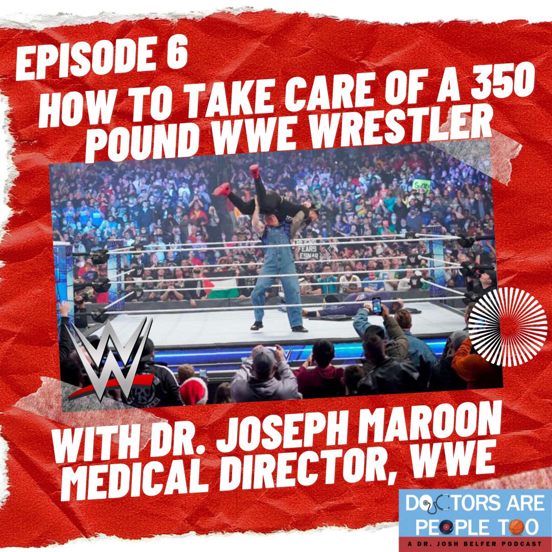 jbelf_56's tweet photo. Episode 6 is out today! We are joined by Dr. Joseph Maroon, the medical director of the @WWE. Dr. Maroon discusses his path from youth athlete to neurosurgeon and the unique challenges that WWE wrestlers pose as a patient population. Listen here: https://t.co/nea4YBMsVY #wwe https://t.co/PgUGQ3ErzY