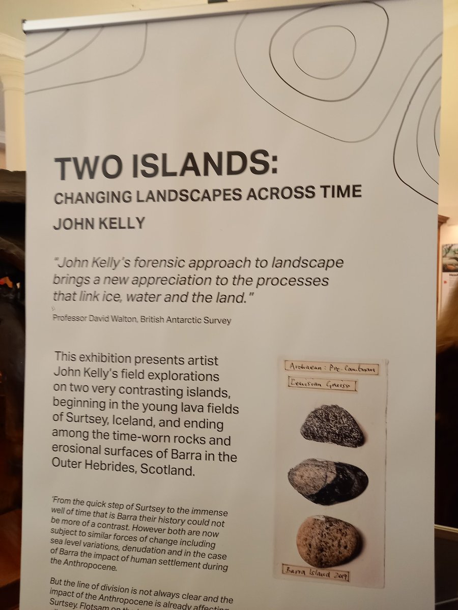 EarthSciCam's tweet photo. This #HalfTerm week at the @SedgwickMuseum you can see two new exhibits!

The millipede #fossil Arthropleura is on display in all its gigantic glory 🪱

And you can also see the fantastic 'Two Islands' display by John Kelly, showing changing landscapes of Surtsey and Barra. https://t.co/LPRL5CCTXR