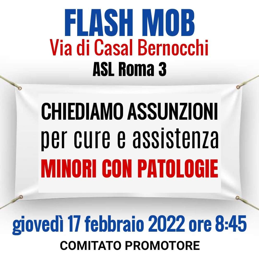 FLASH MOB 
GIOVEDÌ 17 FEBBRAIO ORE 8:45 SOTTO LA ASL ROMA 3 IN VIA DI CASAL BERNOCCHI

Clicca sul link per approfondire 👇
m.facebook.com/story.php?stor…