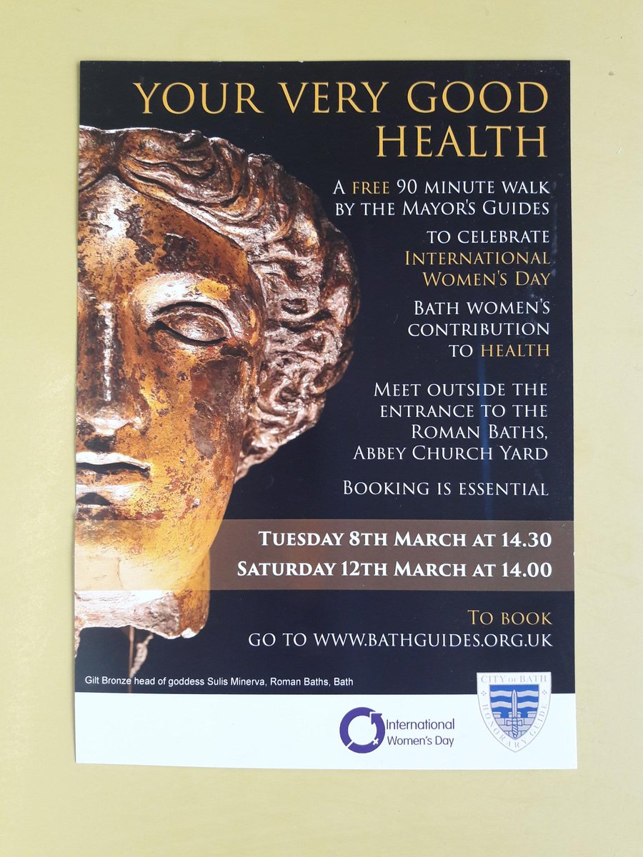Special walks for International Women's Day are now open for booking! Celebrating Bath women's contribution to health. Book online at bathguides.org.uk