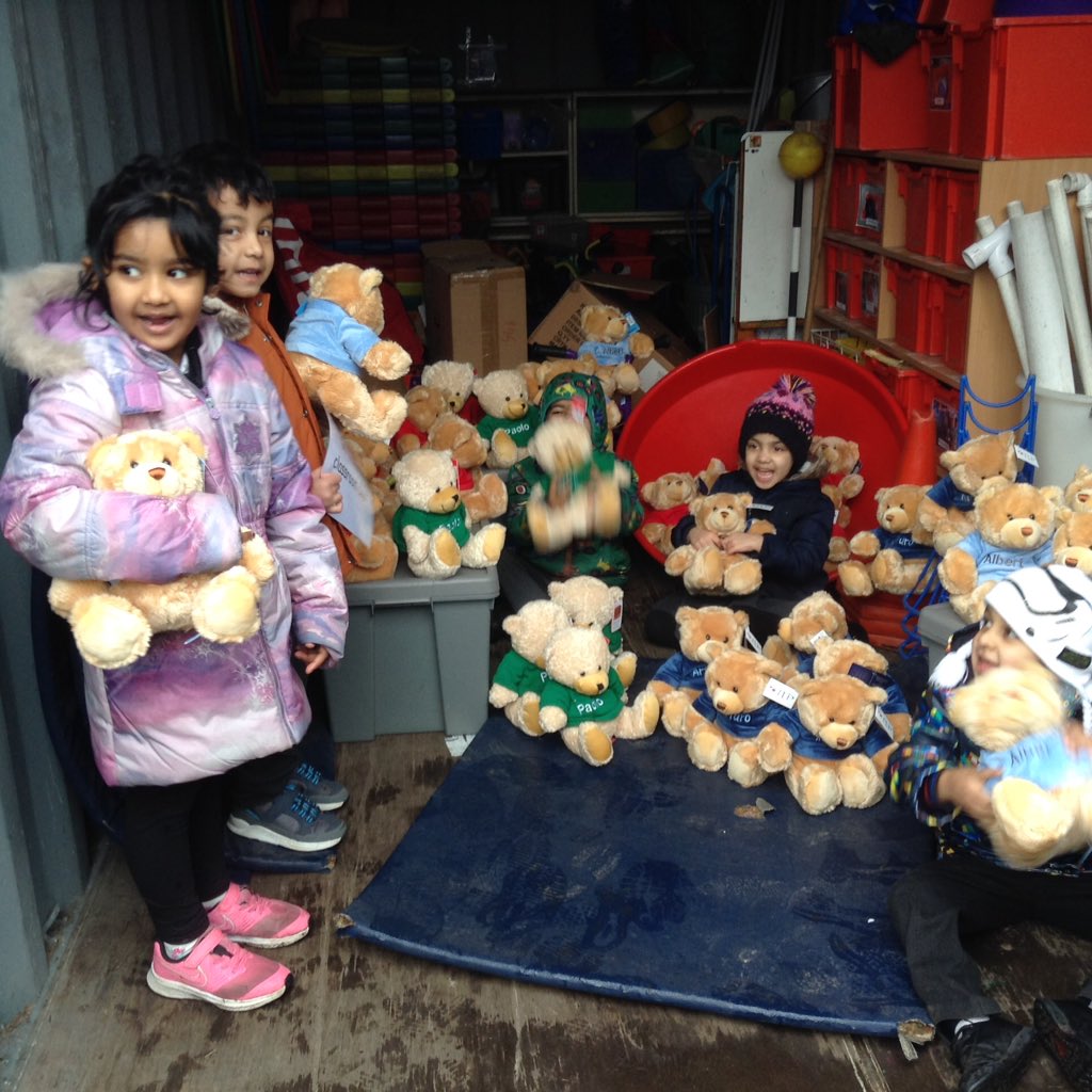 ECS_Keighley's tweet photo. Awe and wonder as the Reception children followed the cryptic  treasure hunt clues to find the lost bears. Each child has chosen, adopted, named and labelled their own bear. What a surprising and exciting morning! #superdetectives #purposefulreading #teamwork #puredelight https://t.co/Y3E2DdoPKs