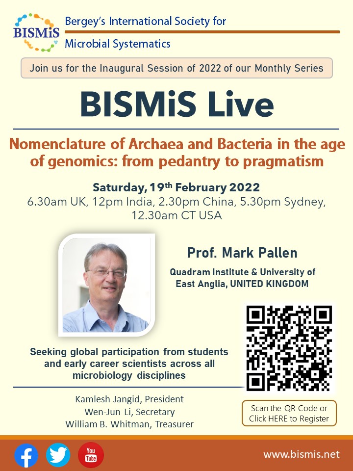 #events 📢
@BISMiS_ is organizing a BISMiS Live: Monthly Series of the Bergey’s International Society for Microbial Systematics. 
📆19 February 
📆Registrations Deadline:-18 February
More details here - indiabioscience.org/events/bismis-… #ScienceJobsTuesday