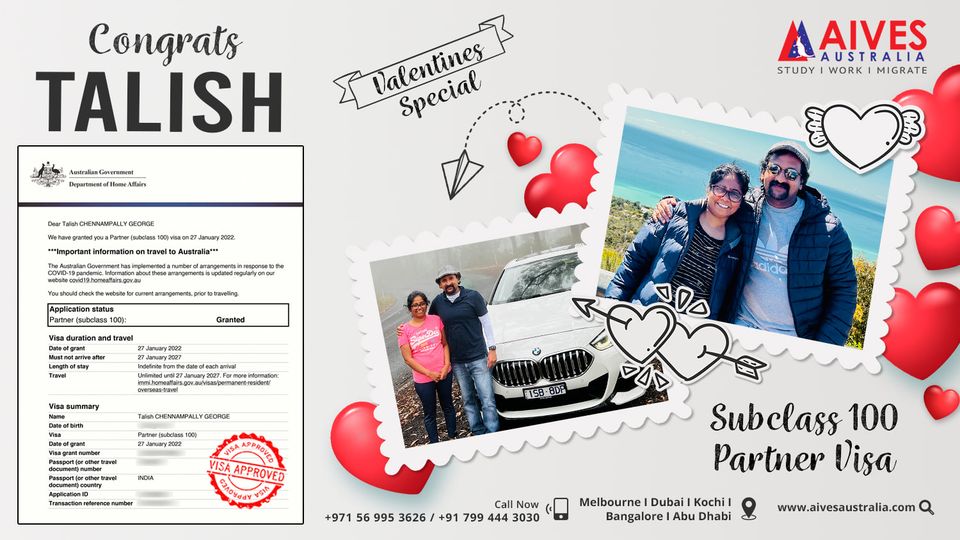 AivesAustralia's tweet image. 𝐓𝐡𝐞 𝐛𝐞𝐬𝐭 𝐭𝐡𝐢𝐧𝐠 𝐭𝐨 𝐡𝐨𝐥𝐝 𝐨𝐧𝐭𝐨 𝐥𝐢𝐟𝐞 𝐢𝐬 𝐞𝐚𝐜𝐡 𝐨𝐭𝐡𝐞𝐫!
Your Partner Visa (#subclass100) has been granted by the Australian Govt. Aives Australia wishes you a hearty congratulations on this pleasant occasion.

#partnervisa #subclass100 #valentinesgift