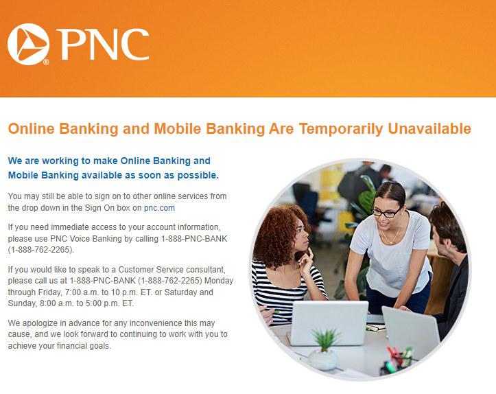 MidnightDesignr's tweet photo. @PNCBank_Help any eta on online banking returning? https://t.co/HHFNjPA83d