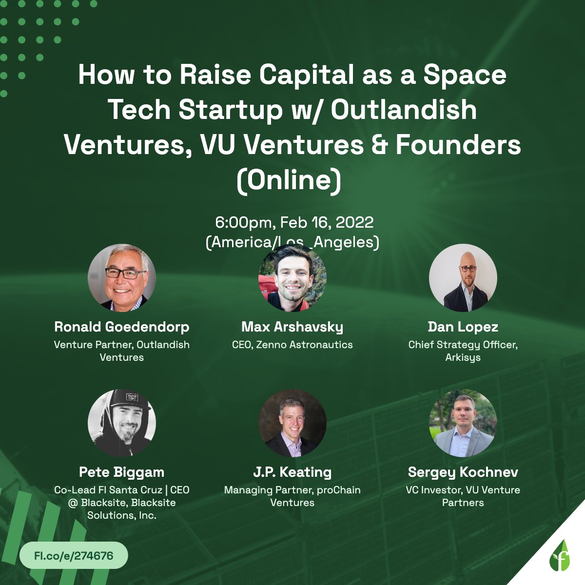 Founder Institute Santa Cruz, CA (@fi_santacruz) on Twitter photo founding: 🛰 Join us TOMORROW for How to Raise Capital as a #SpaceTech Startup, with <a href="/Outlandish_Ven/">Outlandish Ventures</a>, <a href="/VUfund/">VU Venture Partners</a> & <a href="/ZennoAstro/">Zenno Astronautics</a>→ fi.co/e/274676
LIVE online event FT leading #space tech VCs & #aerospace founders <a href="/GoRonGo/">gorongo.eth</a>, <a href="/Sergey_VC/">Sergey Kochnev</a>, <a href="/Dan_Lopez/">Dan Lopez</a> … founding: 🛰 Join us TOMORROW for How to Raise Capital as a #SpaceTech Startup, with <a href="/Outlandish_Ven/">Outlandish Ventures</a>, <a href="/VUfund/">VU Venture Partners</a> & <a href="/ZennoAstro/">Zenno Astronautics</a>→ fi.co/e/274676
LIVE online event FT leading #space tech VCs & #aerospace founders <a href="/GoRonGo/">gorongo.eth</a>, <a href="/Sergey_VC/">Sergey Kochnev</a>, <a href="/Dan_Lopez/">Dan Lopez</a> …