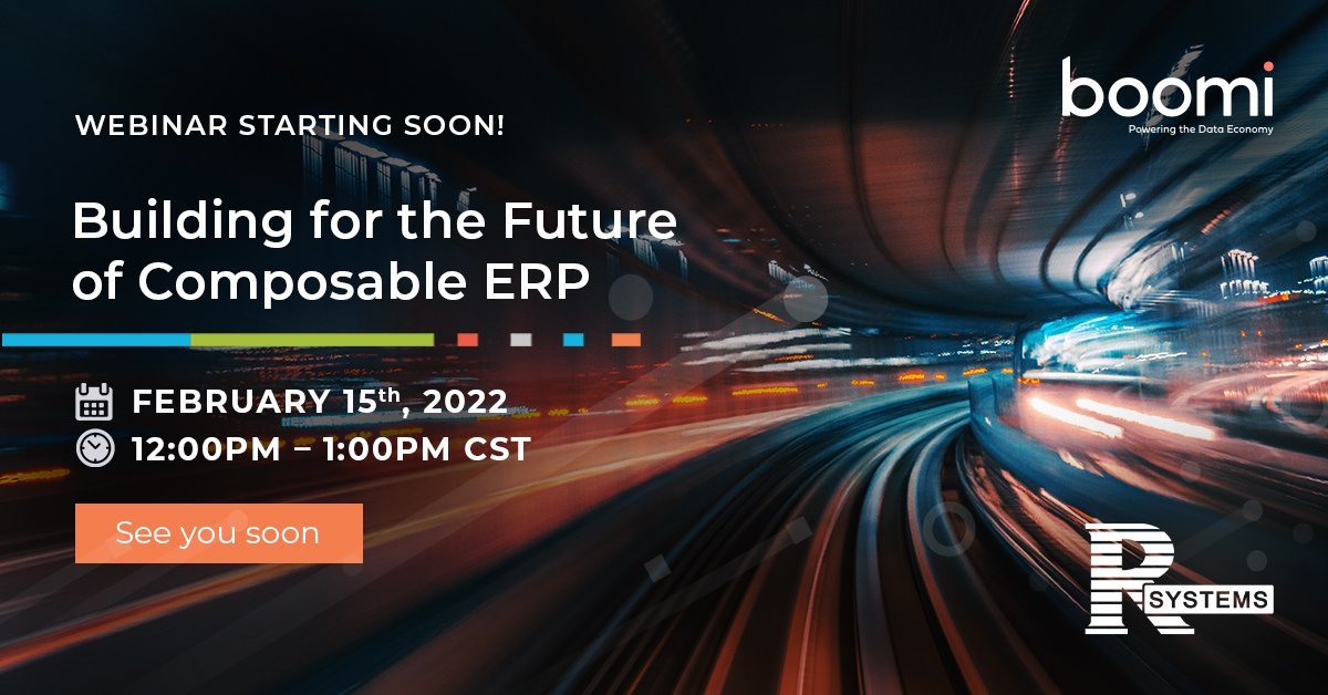 RSystems_Inc's tweet image. Don’t forget to join our experts at Boomi webinar as they dive into composable ERP and showcase you the smart supply chain procurement capabilities. Join here: hubs.li/Q014c75Y0 #composableenterprise #supplychain