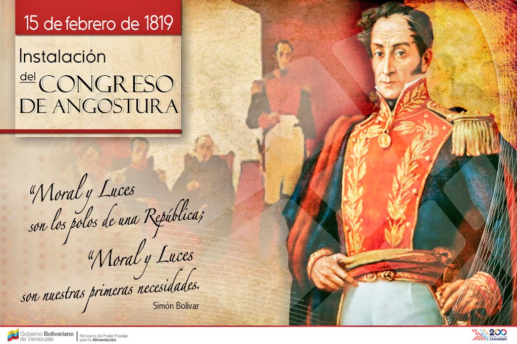 Celebramos los 203 años de la instalación del Congreso Constituyente de Angostura, en donde nuestro Libertador Simón Bolívar presentó el  proyecto bolivariano basado en la justicia social, que hoy recorre los pueblos y nos guia hacía la grandeza de la humanidad. ¡Viva Bolívar!