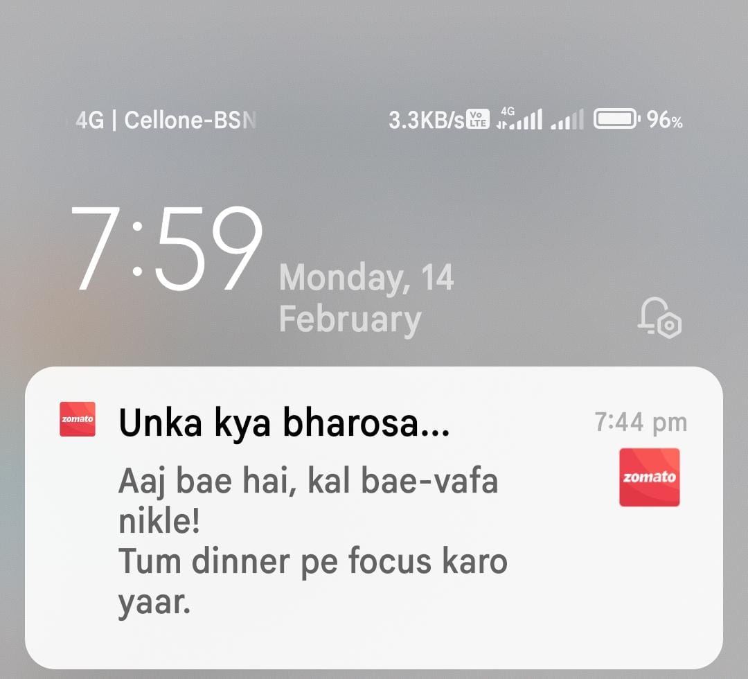 Zomato took great care of everybody throughout the Valentine's week. Did anybody do so for Zomato?  😉
Here I'm. How you doing 😉😉😉😉
<a href="/zomato/">zomato</a> <a href="/zomatocare/">Zomato Care</a>