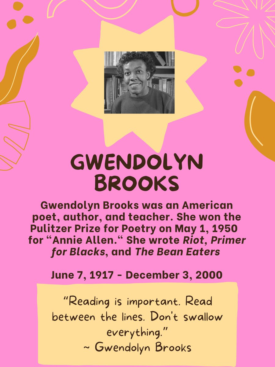 PfeifferWriting's tweet photo. The Writing Center would like to dedicate this post to Gwendolyn Brooks https://t.co/7Mr17HKYZB