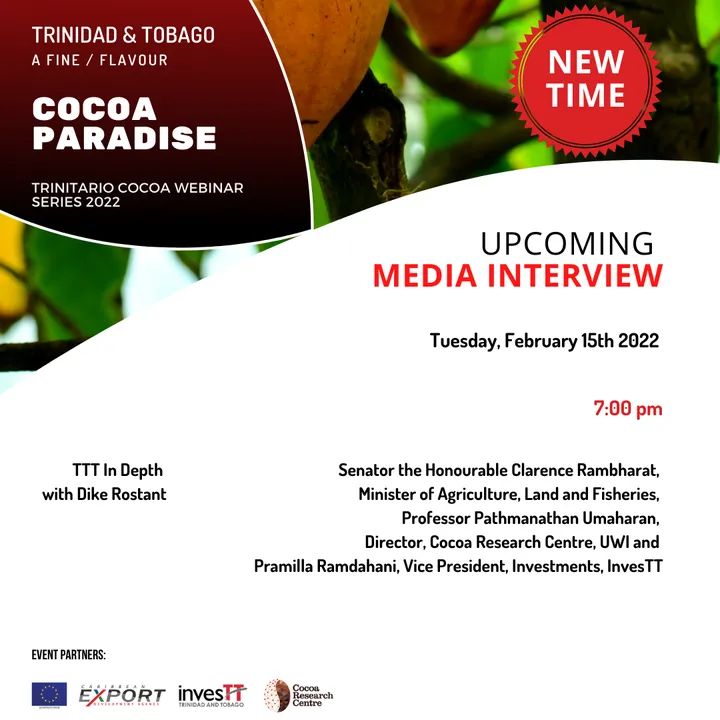 maftt_'s tweet photo. #EU | #InvesTT | #Cocoa | #Webinar | #TrinitarioCocoa | #EventSchedule | Media Interview Schedule https://t.co/N1xeEmvWTK