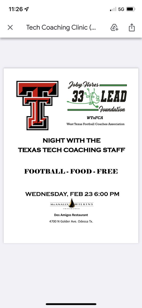 VanceWashingto2's tweet photo. West Texas coaches come out and join us for great football talk!! https://t.co/eW71moCwiu