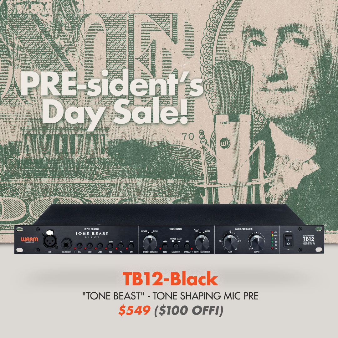 WarmAudio's tweet photo. PRE-sident's Day sale is officially live through 2/25!
Our WA-12 & Tone Beast are vintage, American-voiced recreations fit to improve the sonic quality of any source you're capturing.
$100 off! Don't pass this one up.
👇
https://t.co/bzqqr06gJE
#warmaudio #tonebeast #wa12 https://t.co/HudbmmNm4K