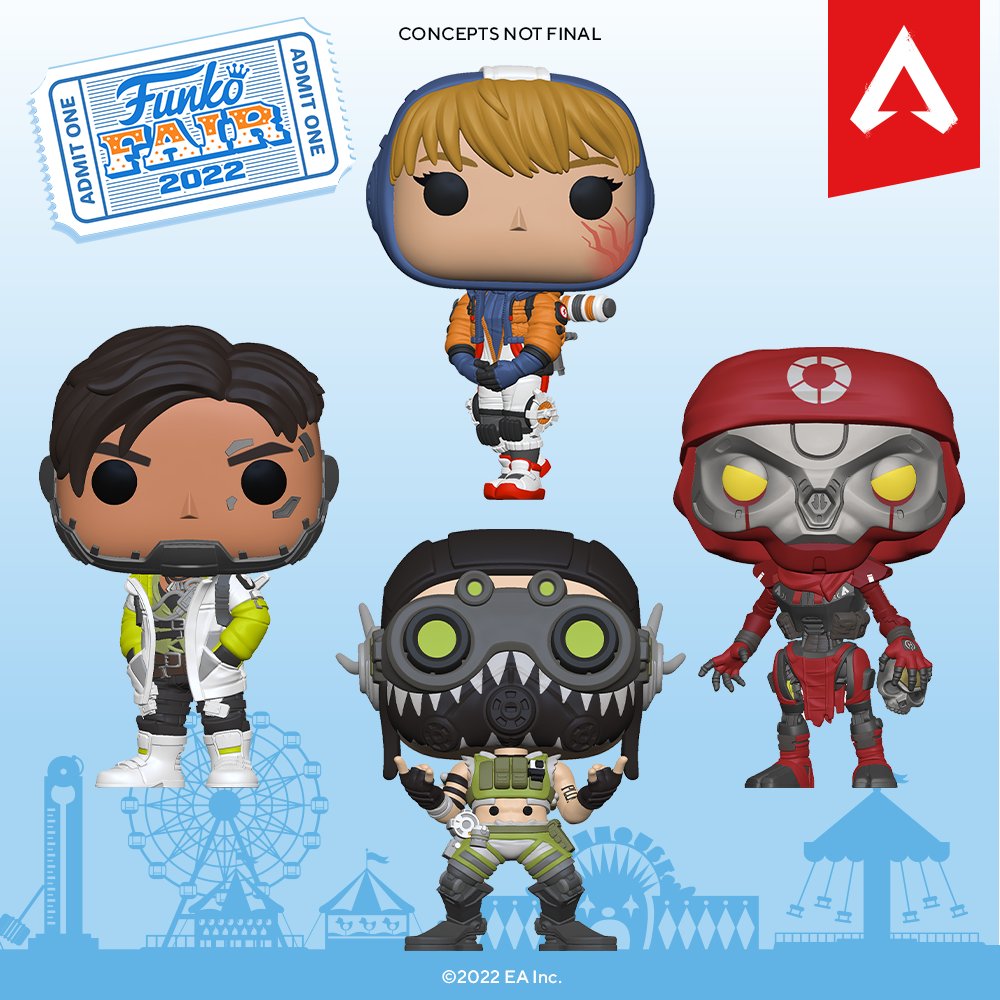 FunkoTrack's tweet photo. @OriginalFunko: Funko Fair 2022: Pop! Vinyl: Apex Legends™. Pre-order for your games collection today! (GameStop Link) #FunkoFair #FunkoPop #Funko @PlayApex https://t.co/V7qpK4oWy8