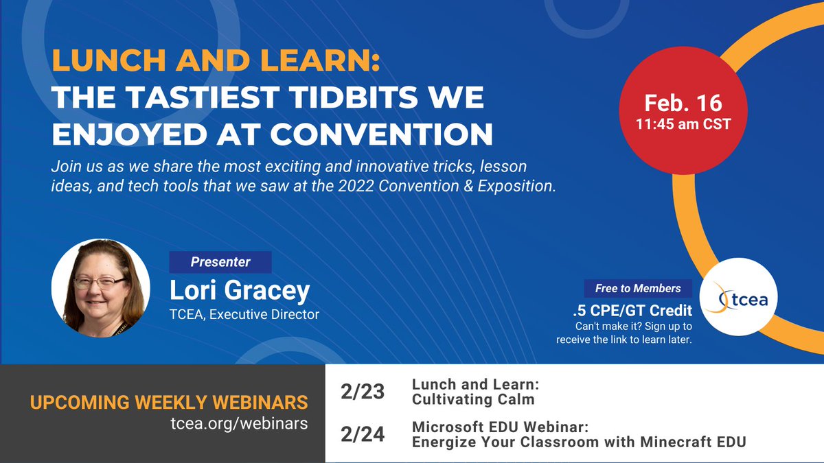 Join us this time TOMORROW to nibble on the tastiest tidbits that we found at #TCEA22!

bit.ly/3hzJpBU <a href="/lgracey/">Lori Gracey</a> #TCEA #txed #teacherpd