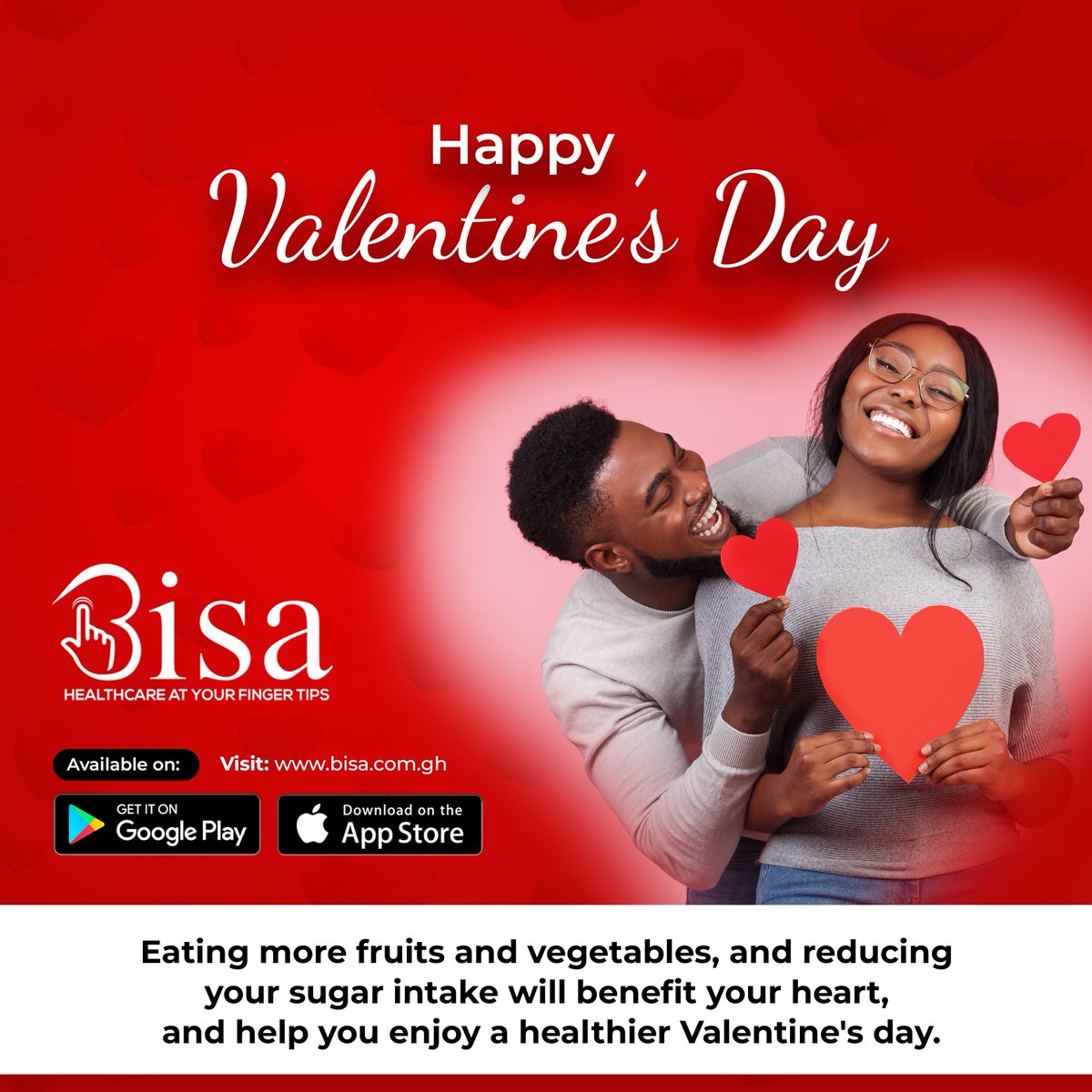 Bisaapp's tweet photo. A Happy Valentine's Day from Bisa. 

Download the new Bisa App and be connected to a doctor for free at the click of a button.

Click https://t.co/fvflLgGkrh​ (Android)
Click https://t.co/iEF7Z3GWds​ (IOS)
Click https://t.co/5dyM062135​ (Web portal)
 
#bisaApp #VlentinesDay2022 https://t.co/iX9bQnw12R