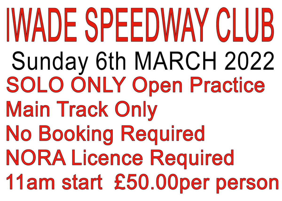Practice Sunday 6th March. 11am