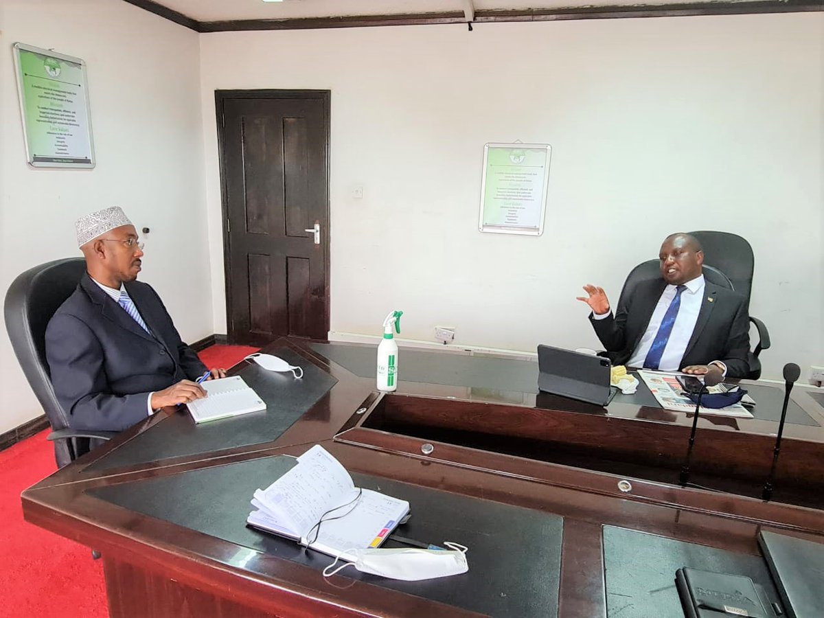 Media and Elections: .<a href="/MediaCouncilK/">Media Council of Kenya</a> CEO .<a href="/DavidOmwoyo/">David Omwoyo, MBS</a>  today met the CEO/ Secretary to the .<a href="/IEBCKenya/">IEBC</a> Mr Marjan H Marjan where they discussed ways to strengthen collaborations towards responsible and professional media coverage of the 2022 General Election.