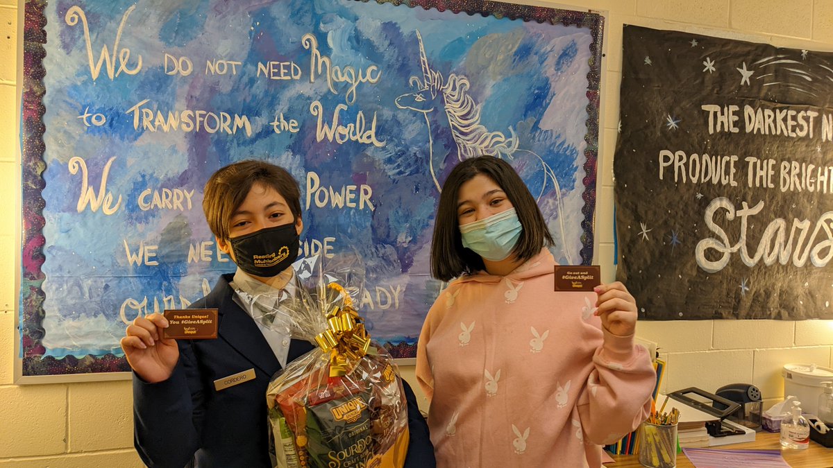 MSD_Gifted's tweet photo. Congratulations to Ciara Cordero-Castro for winning the MJHS poetry contest! And thank you to Unique Snacks for donating the awesome prize! 
#GiveASplit  @muhlsd @UniqueSnacksUSA https://t.co/MkzP6S56R1