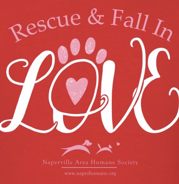 NaperHumane's tweet image. #ValentinesDay2022 is over, but you can still order this cute Rescue &amp;amp; Fall In Love design on T-shirts, hoodies, mugs and many other items from our online shop. A lot of other designs are also available! All proceeds help homeless pets. Visit our store naperhumane.org/store#!/