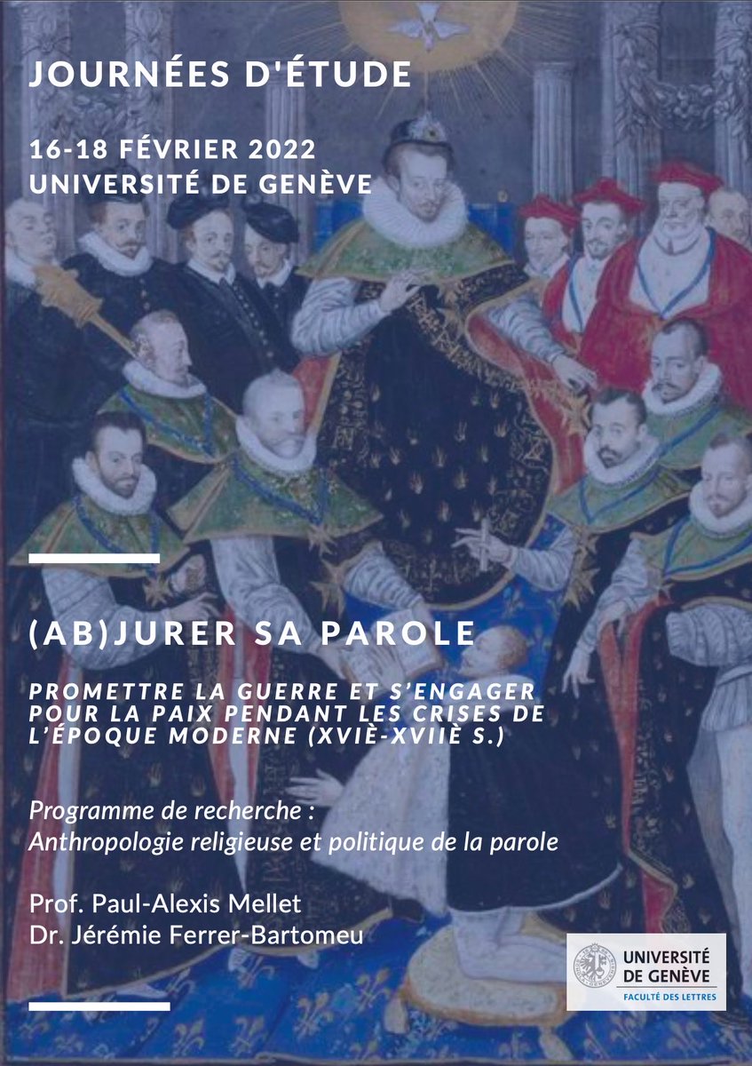 Transitions - ULiège (@transitionsur) on Twitter photo Demain (16 février) s’ouvre à <a href="/UNIGEnews/">Université de Genève</a> le colloque « (Ab)jurer sa parole », consacré à l’anthropologie de la parole durant les crises de l’Époque moderne, avec notamment une intervention d’Alexandre Goderniaux, boursier FRESH <a href="/frsFNRS/">F.R.S.-FNRS</a>. Demain (16 février) s’ouvre à <a href="/UNIGEnews/">Université de Genève</a> le colloque « (Ab)jurer sa parole », consacré à l’anthropologie de la parole durant les crises de l’Époque moderne, avec notamment une intervention d’Alexandre Goderniaux, boursier FRESH <a href="/frsFNRS/">F.R.S.-FNRS</a>.