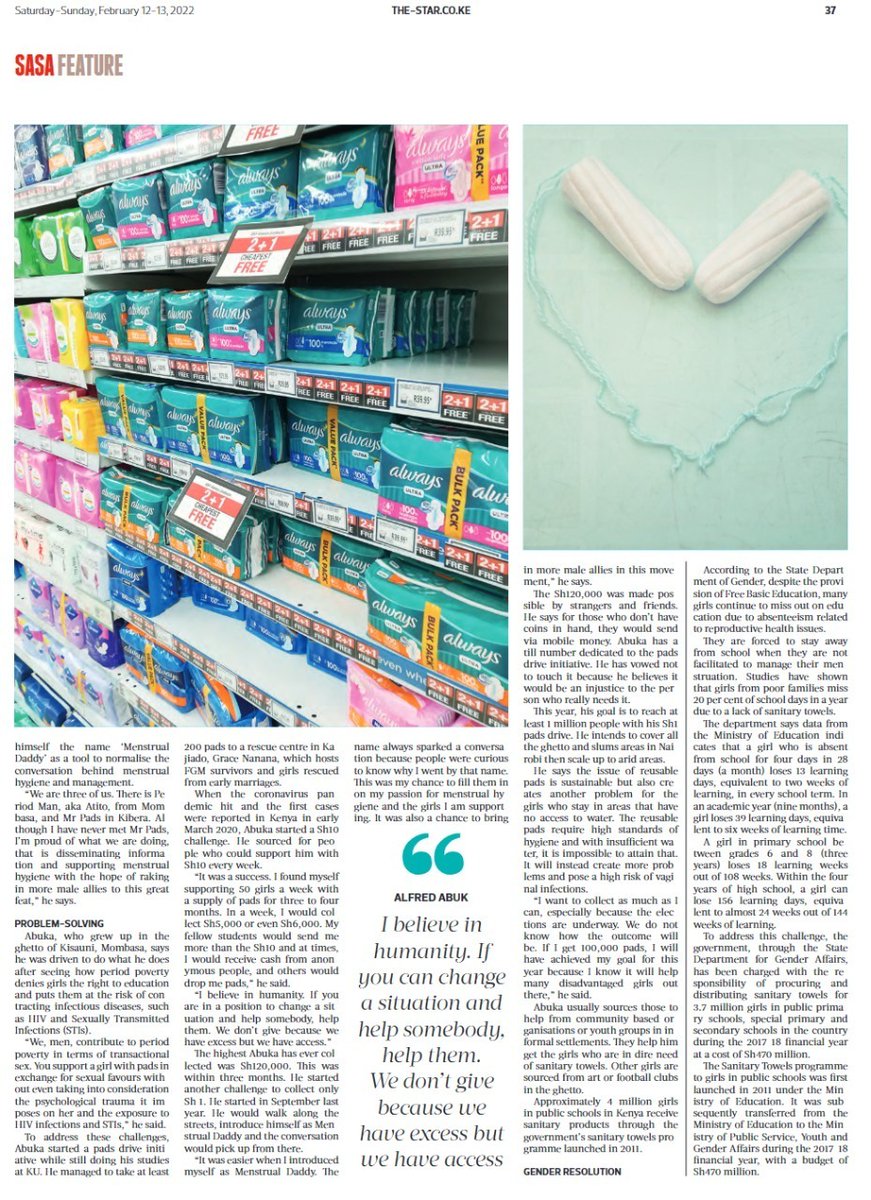 Menstrual hygiene management is not a women issue but our collective responsibility. Let us take the lead in ending period poverty.
#MenstrualDaddySpeaks