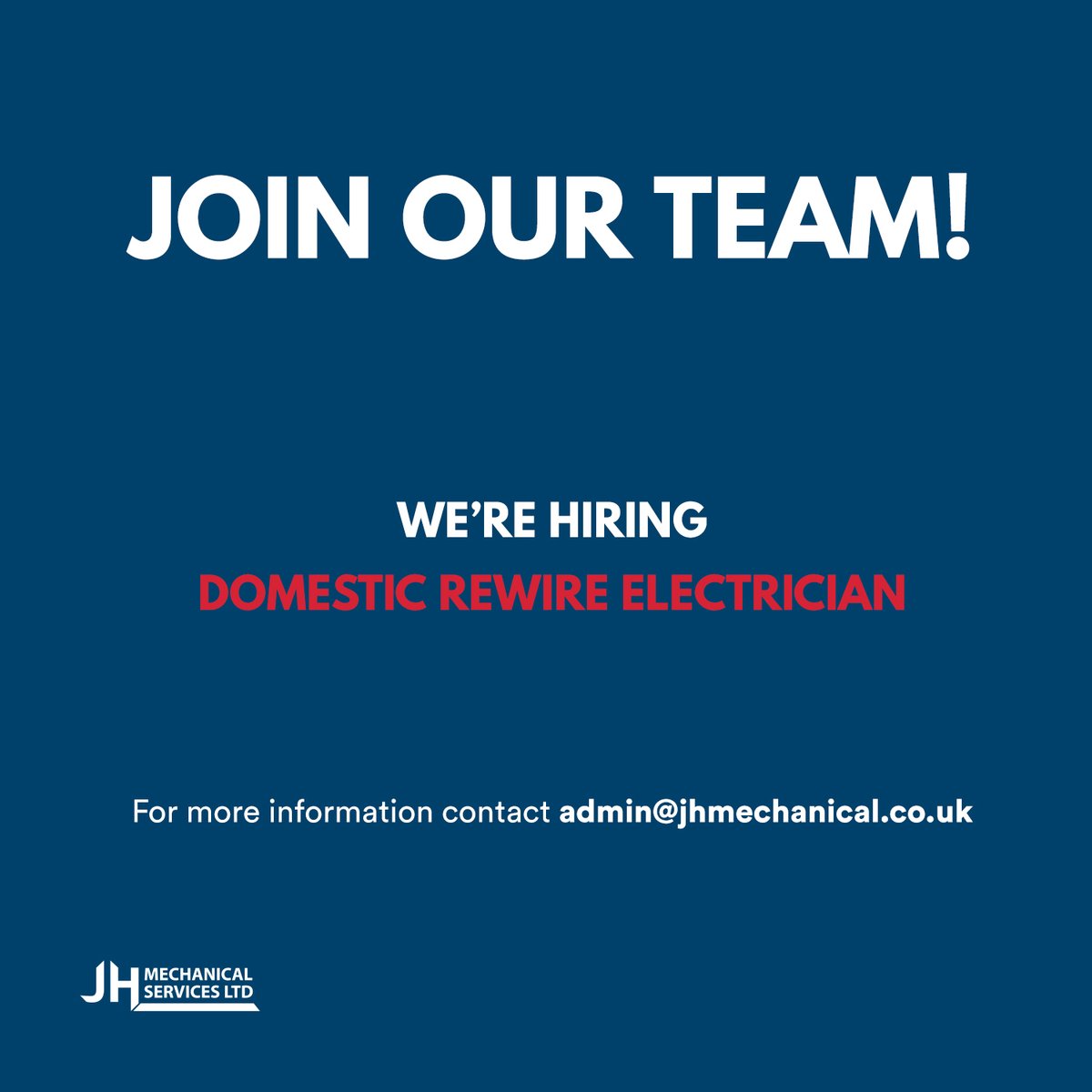 We are looking for a domestic rewire electrician to join our repairs and maintenance delivery team!

Interested? Apply here 👉 uk.indeed.com/jobs?q=jh%20me…