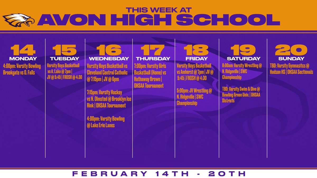 Revised weekly schedule.