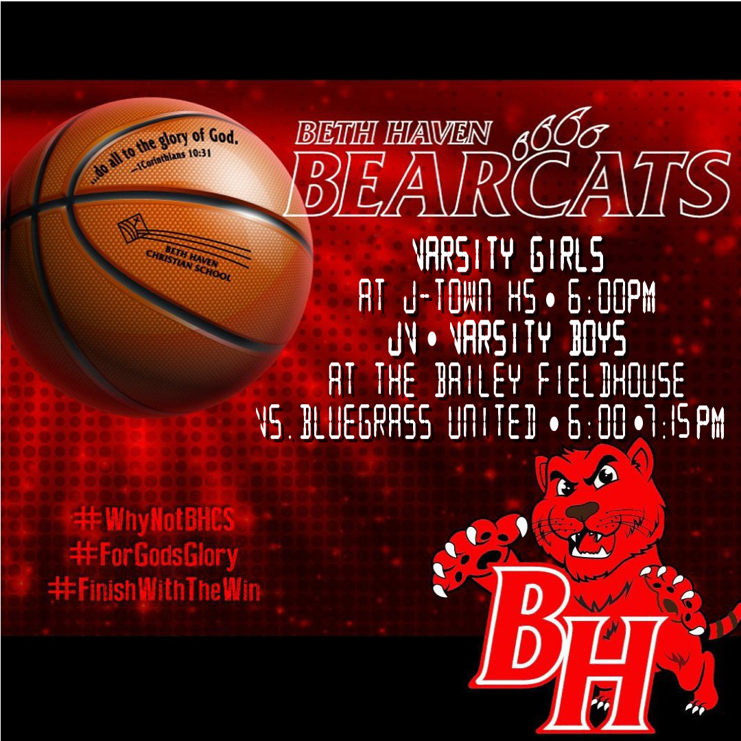 BethHavenSports's tweet photo. 02•15•22
------
🏀 Varsity Girls
🆚📍 J-Town HS
🕕6:00 PM
------
🏀 JV • Varsity Boys
📍 The Bailey Fieldhouse
🆚 Bluegrass United
🕕6:00 PM • 🕖7:15 PM
🎓Senior Night❗
-------
🔥#WhyNotBHCS—Luke 1:37
😇#ForGodsGlory—1Corinthians 10:31
👑#FinishWithTheWin—2nd Timothy 4:7-8 https://t.co/wMuuyVZg35