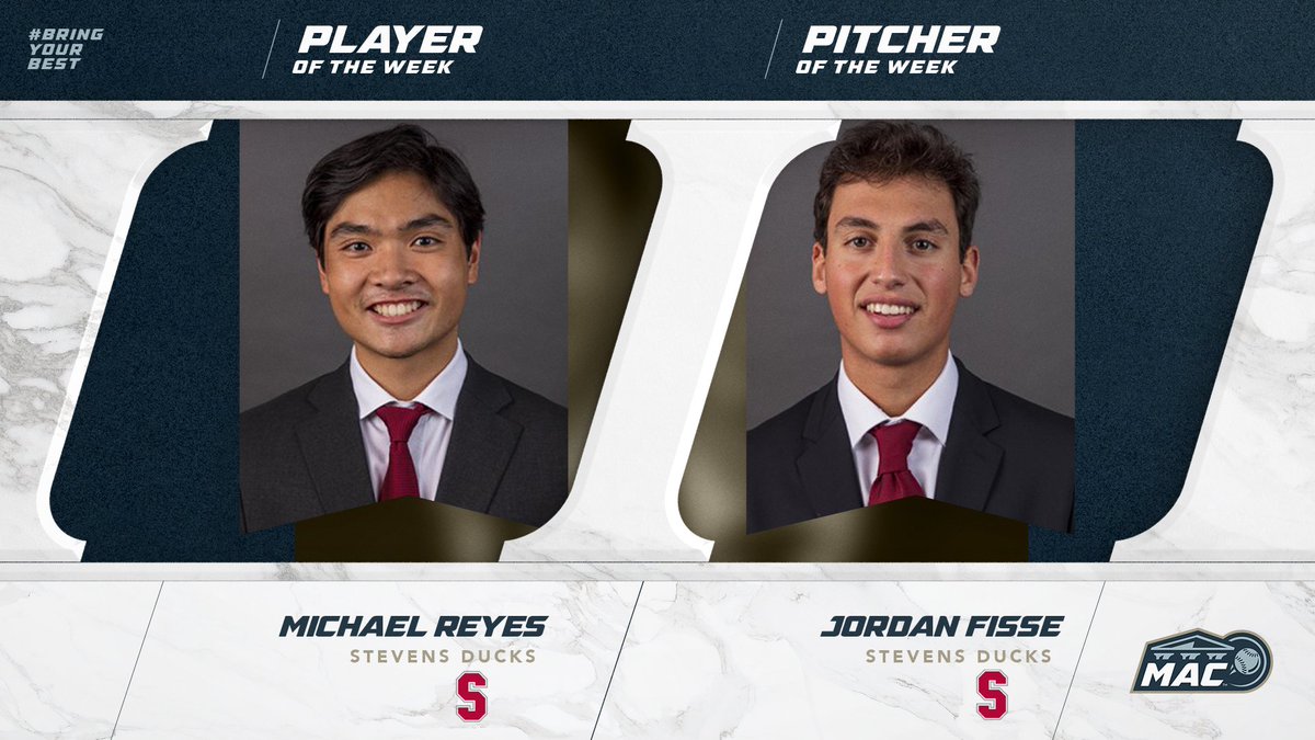 gomacsports's tweet photo. BSB: @StevensDucks Michael Reyes &amp; Jordan Fisse named MAC Freedom Players of the Week! 

#MACpotw #MACbaseball #D3baseball #BringYourBest 

📄: https://t.co/U5NJNs77Oq https://t.co/q4jNstpyyS