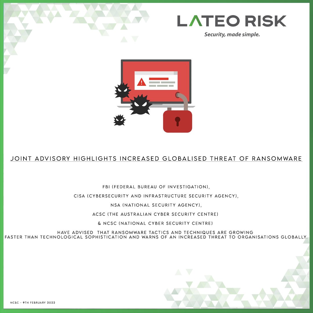Make sure your company is prepared for any threat! 🔐

Head to Lateorisk.com for more information

-

#ransomware #ukcompany
