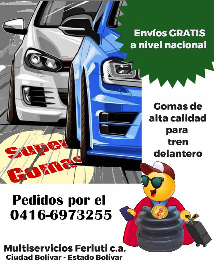 agendautomotriz's tweet photo. En Multiservicio Ferluti te ofrecemos el mejor y mayor surtido de gomas para tren delantero. Haz tu pedido por el 0416 6973255. Ah... Y el envío es gratis! @Supergomas01 https://t.co/V9kybDqY0g