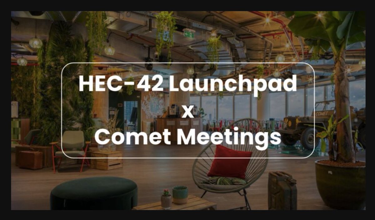 Nous sommes fiers d'avoir initié un partenariat entre <a href="/HECParis/">HEC Paris Business School</a> et @cometmeetings ! 

Les 120 entrepreneurs du Launchpad vont ainsi bénéficier d'un accès aux meilleurs espaces pour collaborer et créer, ensemble 🙏