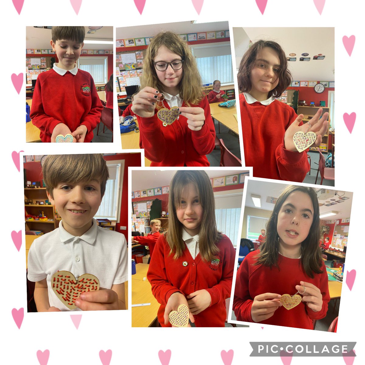 YsgolBrynCollen's tweet photo. Dosbarth Glaslyn have made Valentines Day love heart keyrings 💗💕💗💕 

The children independently chose from a variety of colours and patterns and with guidance applied the threading technique to decorate the heart 💝

#ExpressiveArts #ValentinesCraft @bakerrossltd 💕 https://t.co/2EYqwH9ANc