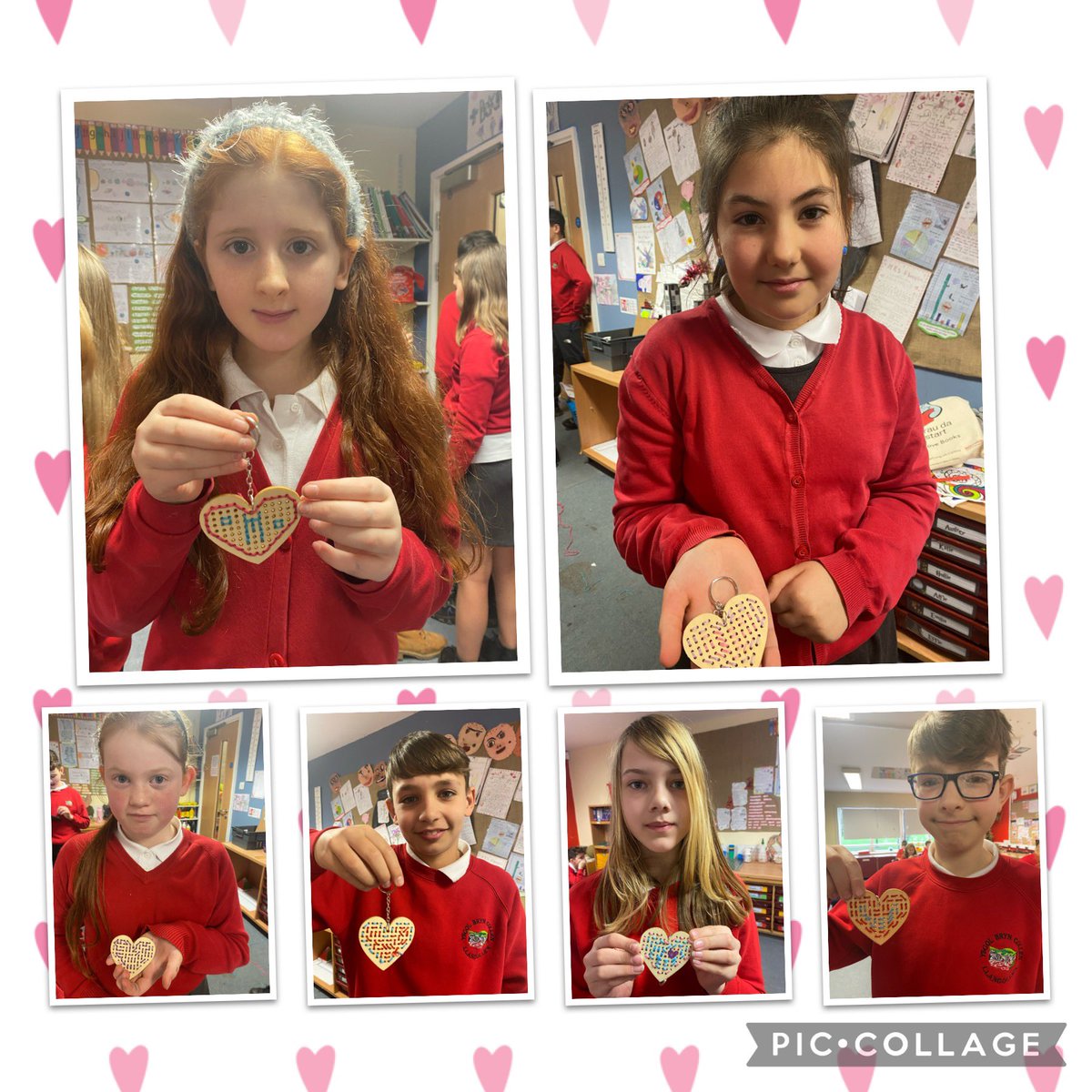 YsgolBrynCollen's tweet photo. Dosbarth Glaslyn have made Valentines Day love heart keyrings 💗💕💗💕 

The children independently chose from a variety of colours and patterns and with guidance applied the threading technique to decorate the heart 💝

#ExpressiveArts #ValentinesCraft @bakerrossltd 💕 https://t.co/2EYqwH9ANc