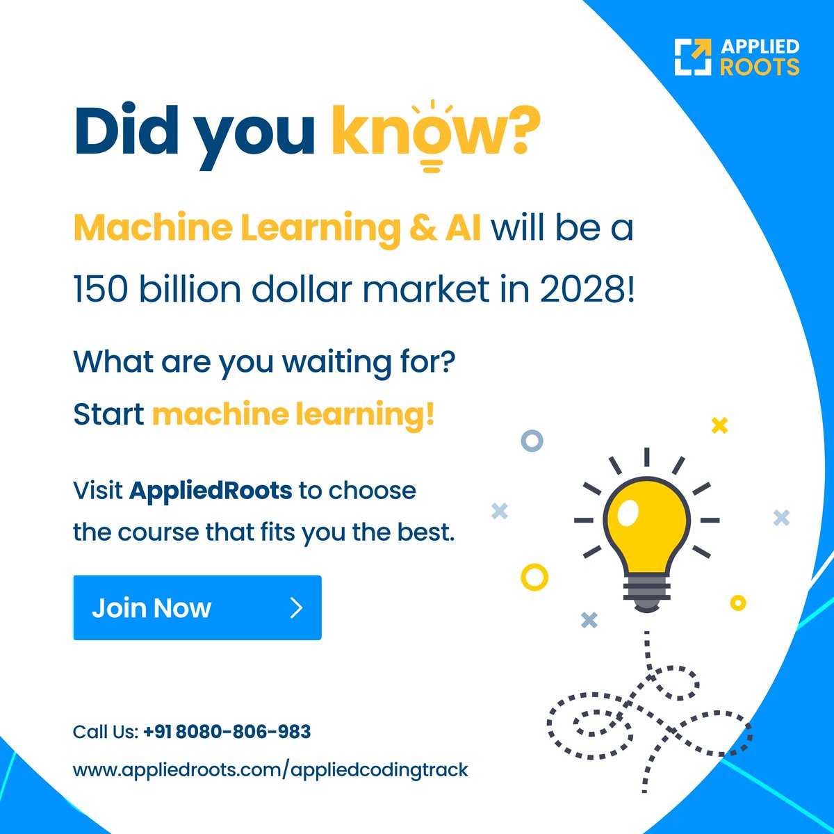 appliedaicourse's tweet photo. The world of machine learning and AI is only growing and it will grow to even bigger market in coming years. It's the right time to enter a market like that to enjoy success while working on challenging problems and solving real world obstacles. https://t.co/SrVxY8GxTZ