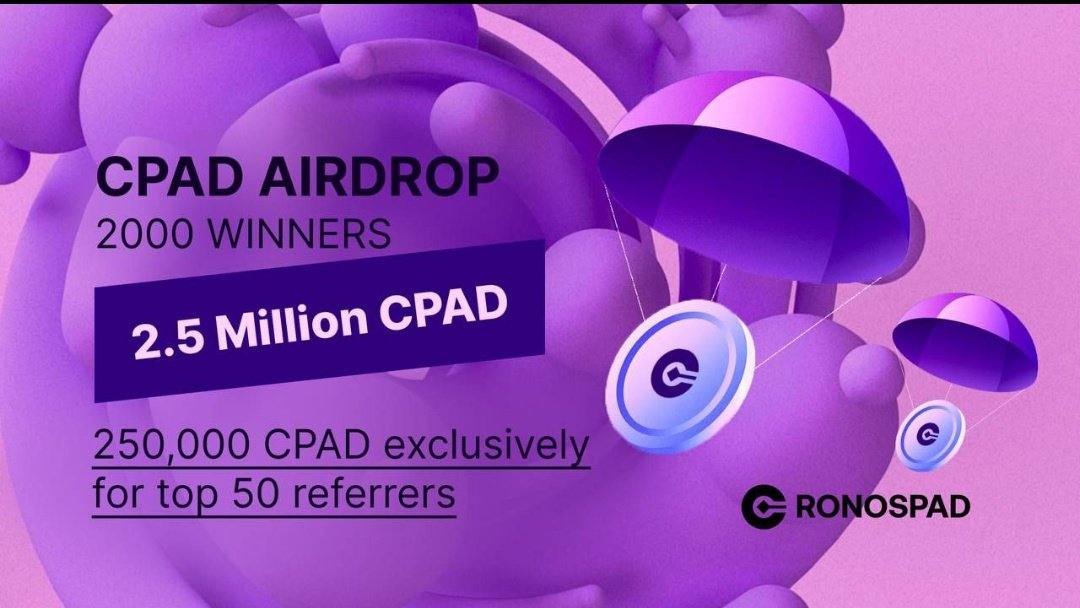 1810puneet's tweet photo. CronosPad Huge 2.5 M Airdrop 🚀

Joining Link:- https://t.co/1dUAf3aN5B

- Submit BSC Address 💥
- Complete All Task 

#Airdrop #Airdrops #AirdropCrypto #elfdrop #airdropstation #Giveaway #cryptocurrency #freeCrypto https://t.co/fDYlTfKwib