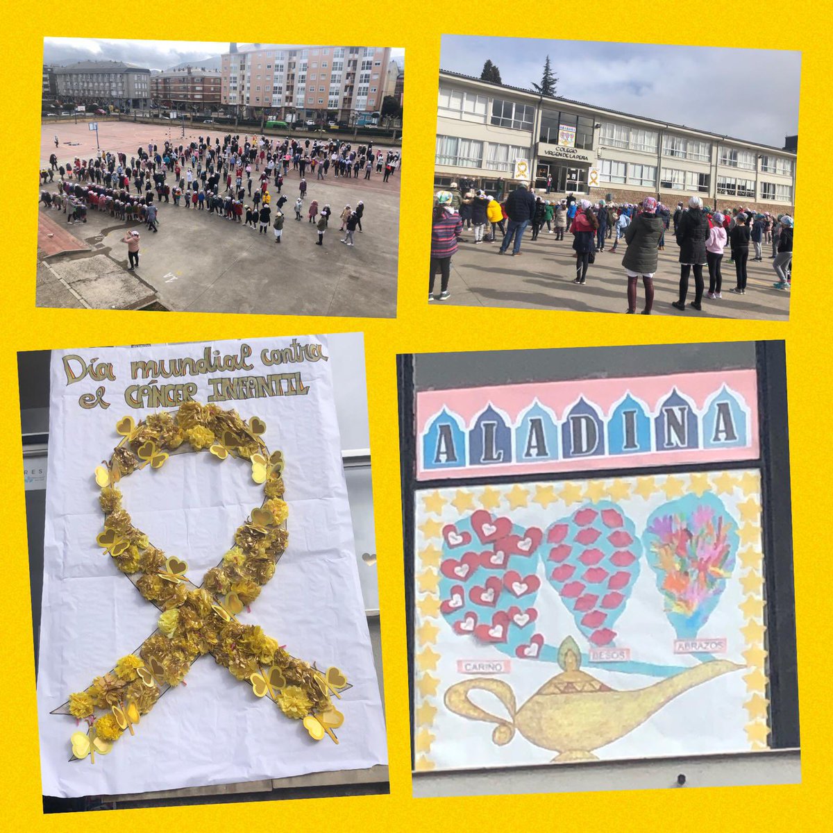 ccvirgenpenabem's tweet photo. Hoy, 15F, Día del Cáncer Infantil, dentro del proyecto de aprendizaje y servicio en colaboración con #fundacionAladina, todo el @ccvirgenpenabem @FundEducere se ha sumado a la iniciativa #pañuelochallengealadina, para enviarles todo  nuestro apoyo, ánimo y cariño.🧞‍♂️🧞‍♀️ https://t.co/6j3XWxXXKu